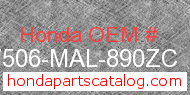 Honda 17506-MAL-890ZC genuine part number image
