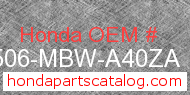 Honda 17506-MBW-A40ZA genuine part number image