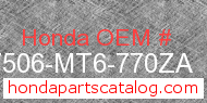 Honda 17506-MT6-770ZA genuine part number image