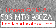 Honda 17506-MT6-980ZA genuine part number image