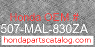 Honda 17507-MAL-830ZA genuine part number image