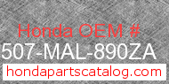 Honda 17507-MAL-890ZA genuine part number image