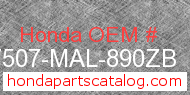 Honda 17507-MAL-890ZB genuine part number image