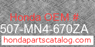 Honda 17507-MN4-670ZA genuine part number image