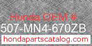 Honda 17507-MN4-670ZB genuine part number image