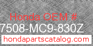 Honda 17508-MC9-830Z genuine part number image