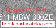 Honda 17511-MBW-300ZE genuine part number image