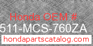 Honda 17511-MCS-760ZA genuine part number image