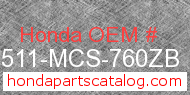 Honda 17511-MCS-760ZB genuine part number image