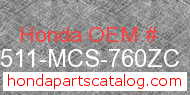 Honda 17511-MCS-760ZC genuine part number image