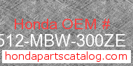 Honda 17512-MBW-300ZE genuine part number image