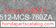 Honda 17512-MCS-760ZA genuine part number image