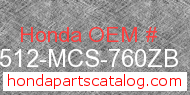 Honda 17512-MCS-760ZB genuine part number image
