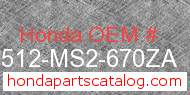 Honda 17512-MS2-670ZA genuine part number image