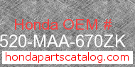 Honda 17520-MAA-670ZK genuine part number image