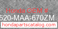 Honda 17520-MAA-670ZM genuine part number image