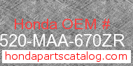 Honda 17520-MAA-670ZR genuine part number image
