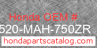 Honda 17520-MAH-750ZR genuine part number image