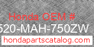 Honda 17520-MAH-750ZW genuine part number image