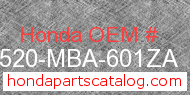 Honda 17520-MBA-601ZA genuine part number image