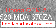 Honda 17520-MBA-670ZA genuine part number image