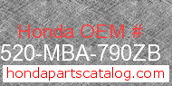 Honda 17520-MBA-790ZB genuine part number image