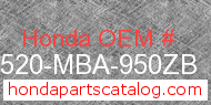 Honda 17520-MBA-950ZB genuine part number image