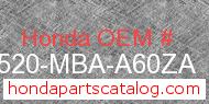 Honda 17520-MBA-A60ZA genuine part number image