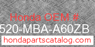 Honda 17520-MBA-A60ZB genuine part number image