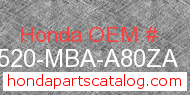 Honda 17520-MBA-A80ZA genuine part number image
