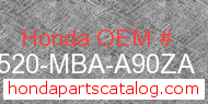 Honda 17520-MBA-A90ZA genuine part number image