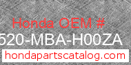 Honda 17520-MBA-H00ZA genuine part number image