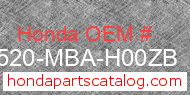 Honda 17520-MBA-H00ZB genuine part number image