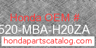 Honda 17520-MBA-H20ZA genuine part number image