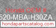 Honda 17520-MBA-H30ZA genuine part number image