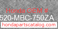 Honda 17520-MBC-750ZA genuine part number image