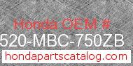 Honda 17520-MBC-750ZB genuine part number image