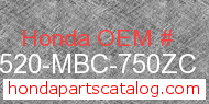 Honda 17520-MBC-750ZC genuine part number image
