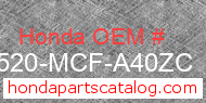 Honda 17520-MCF-A40ZC genuine part number image