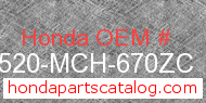 Honda 17520-MCH-670ZC genuine part number image