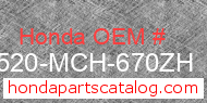 Honda 17520-MCH-670ZH genuine part number image