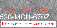 Honda 17520-MCH-670ZJ genuine part number image