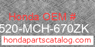 Honda 17520-MCH-670ZK genuine part number image