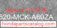 Honda 17520-MCK-A60ZA genuine part number image