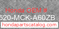 Honda 17520-MCK-A60ZB genuine part number image