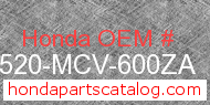 Honda 17520-MCV-600ZA genuine part number image