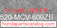 Honda 17520-MCV-600ZB genuine part number image
