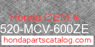 Honda 17520-MCV-600ZE genuine part number image