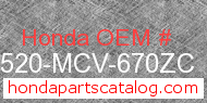 Honda 17520-MCV-670ZC genuine part number image