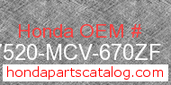 Honda 17520-MCV-670ZF genuine part number image
